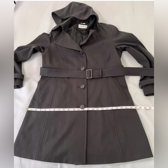 Hilary Radley New York 3/4 Length Trench Coat Belted Sz Medium Black - Picture 6 of 12
